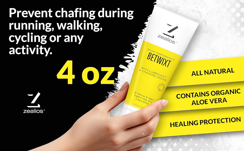 Zealios chaffing cream for runners and cyclists, anti chafing underwear and soothing formula
