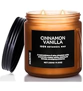 M&SENSE Cinnamon Vanilla Fall Scented Candles for Home, Natural Soy Wax 11.6oz 70 Hours Large Lon...