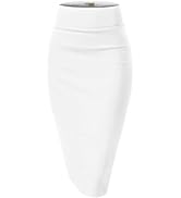 Hybrid & Company Women's Premium Nylon Ponte Stretch High Waist Pencil Suit Skirt Below Knee