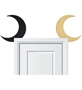 BENECREAT 2Pcs Moon Door Corner Decor, Black & Yellow Fantasy Moon Wood Door Frame & Corner Accen...