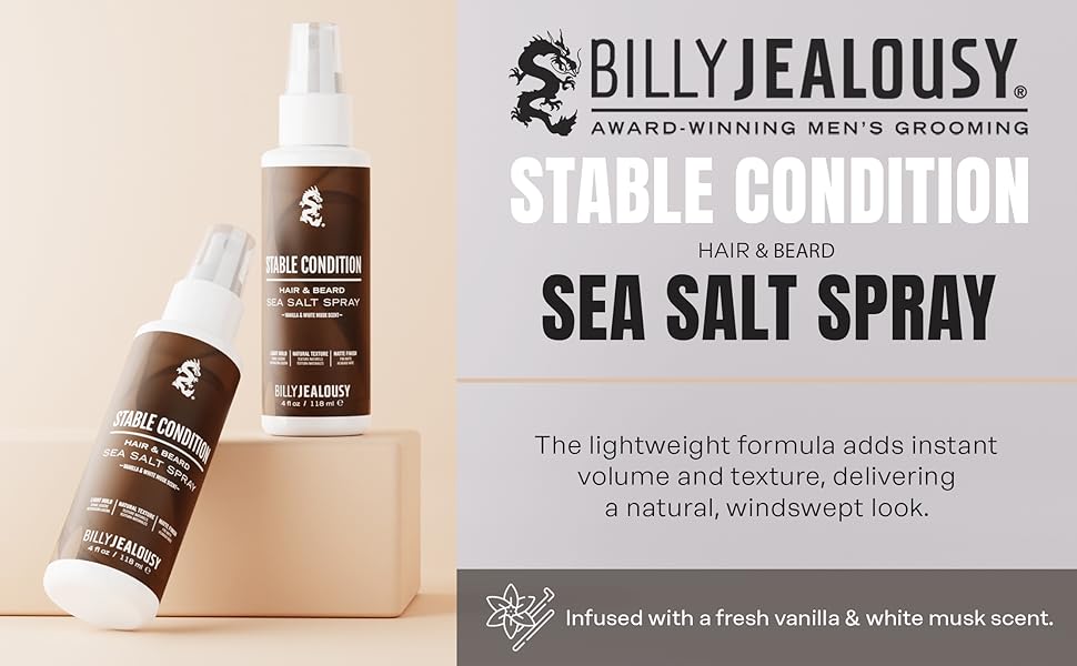 billy jealousy sea salt spray stable lightweight formula instant volume natural