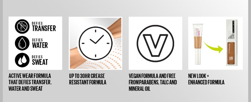 active wear formula, that defies transfer, water and sweat - up to 30hr crease resistant formula
