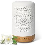 Earnest Living Essential Oil Diffuser White Ceramic Diffuser 100 ml Timers Night Lights and Auto ...