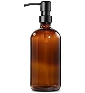 GMISUN Amber Glass Soap Dispenser, 1 Pack Dish Soap Dispenser for Kitchen with Rustproof Stainles...