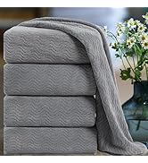 Ultra Soft Bath Towel Set of 4, Grey Extra Large Textured Microfiber Luxury Towels 35x70 in, Quic...