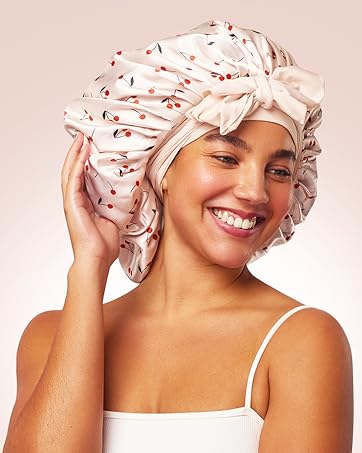 shower cap silk sleep bonnets for women sleeping satin hair fine curly adjustable long large head