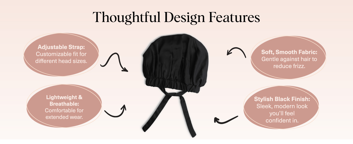 Kitsch XL Satin Bonnet for Sleeping Black