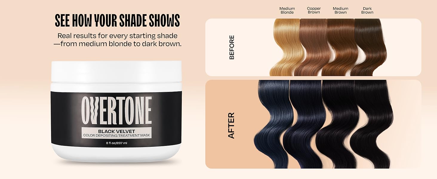 Overtone treatment mask color selection black dark shade velvet black blue