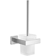 FVITA Toilet Brush Wall Mounted Toilet Bowl Brush and Holder Glass Toilet Brush Holder for Bathro...