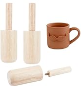 BENECREAT 2Sets Cup Pottery Molds, Wooden Pottery Shaper Molds with Handle Ceramics Shaping Tool,...