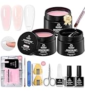 Beetles Builder Gel for Nails, 9 in 1 High Hardness Clear Jelly Glitter Sculpted Gel with Nail Fo...