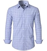 J.VER Men's Button Down Shirts Wrinkle Free Dress Shirt Business Casual Long Sleeve Cotton Plaid ...