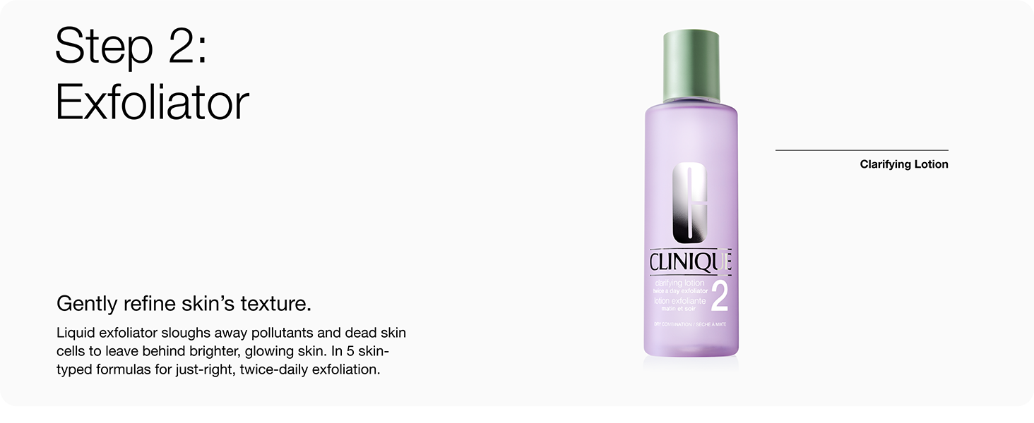 Exfoliate, gently refine skin's texture, liquid exfoliator sloughs away pollutants + dead skin cells