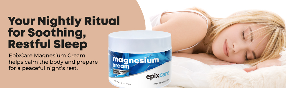 Woman sleeping peacefully with Epixcare magnesium cream for nightly ritual and restful sleep