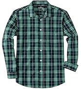 J.VER Mens Button Down Shirts Casual Long Sleeve Dress Shirt Cotton Collared Work Plaid Tops with...