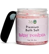 360Feel Baby Powder Bath Salt Scrub - All-natural, Vegan & Cruelty-free Body Exfoliator - Detox &...
