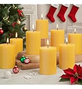 8 Packs Natural Beeswax Pillar Candles, 2x3in Organic Pillar Candles-256 Hours Pure Beeswax Candl...