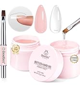 Beetles Hema Free Hard Gel for Nails-2 Pcs 1oz 9 in 1 Clear & Jelly Nude UV/LED Lamp Cured Sculpt...