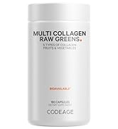 Codeage Multi Collagen Protein Capsules + Organic Greens Superfood - Fruits & Vegetables Pills Su...