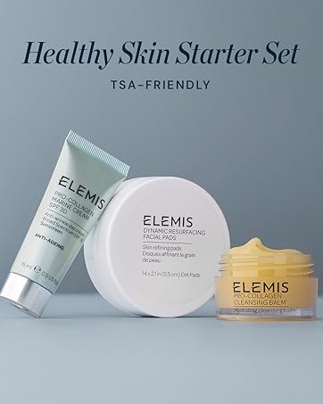 healthy skin starter set, travel skincare, travel size, cleansing balm, exfoliating pads, SPF