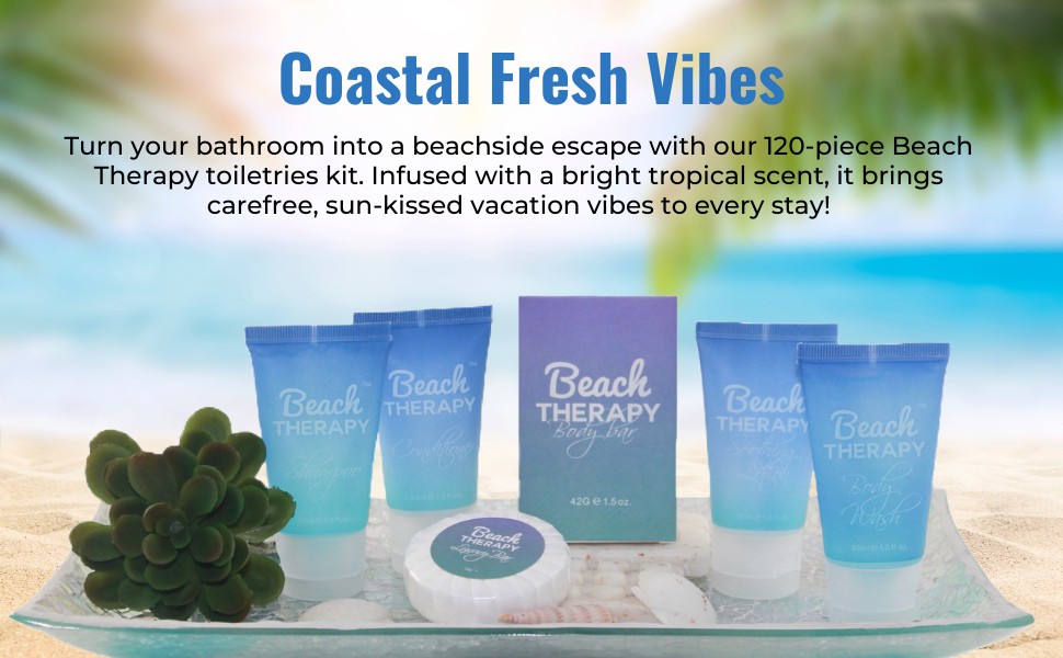 Beach theme hotel air bnb toiletries kits in bulk for host