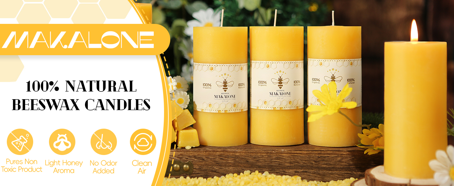 MAKALONE 100% natural beeswax candles
