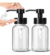GMISUN Foam Soap Dispenser, 2 Pack 8.5 Oz Clear Glass Soap Dispenser for Bathroom & Kitchen, Mode...