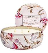 M&SENSE Soy Candle Mimosa Rose Scented 12oz Over 40 Hours Burn Time, 3-Wick Natural Aromatherapy ...