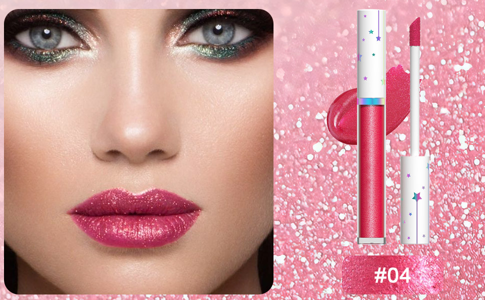 evpct 1Pcs Ruby Red Pearlescent Shimmer Lip Gloss, Long Lasting glitter Liquid Lipstick Lip 