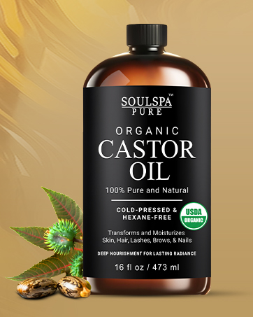 Soulspa Pure Organic Castor Oil cold pressed glass bottle pure castor oil for hairs and eyebrows