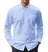 J.VER Men's Oxford Shirt Solid Casual Button Down Collar Shirts Long Sleeve Dress Shirts with Pocket