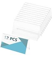 BENECREAT 12Pcs PS Table Nameplate, 7.9×3 Inch Desk Name Plate Holder, Clear PS Name Tent Holders...