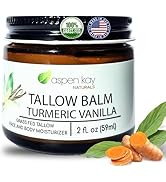 Aspen Kay Naturals Handmade 100% Grass Fed Beef Tallow Balm for Skin Care, Organic Turmeric Moist...