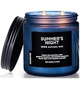 M&SENSE Summer's Night Scented Candle, 11.6oz Natural Soy Jar Candle for Home, Medium 2 Wick Cand...