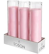 Simply Soson 2x8 inch Pink Devotional Candles in Glass Jar - 3 Pack - 90 Hours – Prayer Candle - ...