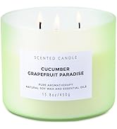 Cucumber Grapefruit Paradise Large Candle - 3 Wick Candle - Highly Scented Candle for Home 15.8 O...
