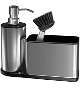 YTDTKJ Kitchen Dish Soap Dispensers, Bathroom Soap Dispensers with Storage and Brush, Stainless S...