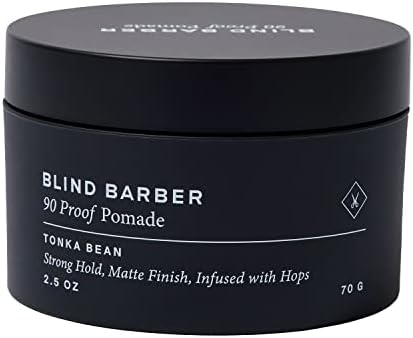 Blind Barber 90 Proof Hair Pomade for Men - Strong Hold, Natural Finish - Water-Based, Matte Pomade for Men with Hops & Tonka Bean - Free of Greasy Oils, Easy to Use - (2.5 Oz)