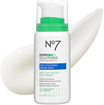 No7 Derm Solutions Daily Face Moisturizer - Hydrating Lotion Formulated with Ceramides & Niacinamide to Help Maintain Moisture Barrier - For Oily & Blemish-Prone Skin (3 Fl Oz)