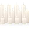 Nuogo 12 pcs Ivory Pillar Candles Dripless Unscented Candles Paraffin Wax Tall Tapers for Wedding Spa Birthday Holiday Bath Party Restaurant Home