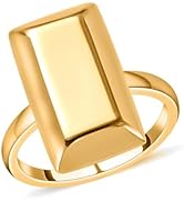 ILIANA 18k Gold Ring 2.5 Grams Real Yellow Bar Solid Gold Rings for Women - Wedding Anniversary E...