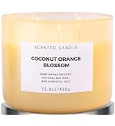 Coconut Orange Blossom 3 Wick Candle | Highly Scented Soy Candles for Home 15.8 oz, Summer & Trop...
