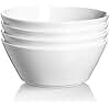 DOWAN 32 OZ Large Soup Bowls Set of 4 - White Ceramic Bowls for Ramen, Cereal, Pasta, Salad, Fruit - Dishwasher & Microwave Safe