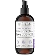 BARE BOTANICS 8oz Lavender Tea Tree Body Oil | 100% Natural Body Oil for Skin | Perfect for Moist...