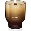 M&SENSE 16.6oz Natural Soy Large Jar Candle with Wooden Wick | Teakwood Intense Scent | 95-Hour Burn & Long-Lasting Burn | Housewarming Gift for Men and Women