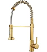 FVITA Polished Gold Kitchen Faucet with Pull Down Sprayer,Lead-Free Solid Brass Kitchen Sink Fauc...