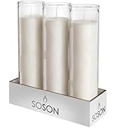Simply Soson 2x8 inch White Devotional Candles in Glass Jar - 3 Pack - 90 Hours – Prayer Candle -...