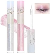 ZHISHUDL 2PCS Liquid Glitter Eyeshadow Korean Eye Glitter Makeup Long Lasting Eye Shadow Shimmer ...