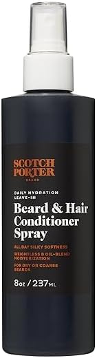 Scotch Porter Daily Hydration Conditioner Spray for Beard & Hair | Coconut, Avocado & More | 8oz Bottle with Pump