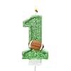Football Birthday Number Candle Green Number 1 Candle for First Birthday Boy 1st One Cake Topper Decor First Year Down Football Birthday Superbowl Gameday Tailgate Party Decorations Favors Supplies